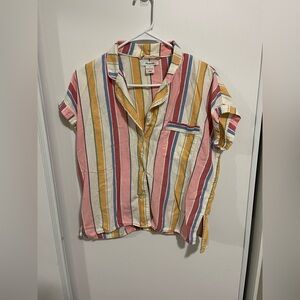 Madewell Bedtime Rainbow Stripe Pajama Short Sleeve Women’s Size Small